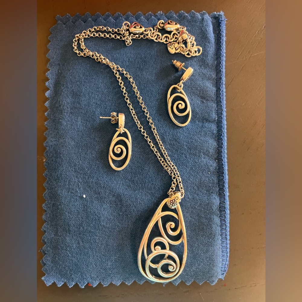 Brighton Silver Tone Swirl Necklace Set
